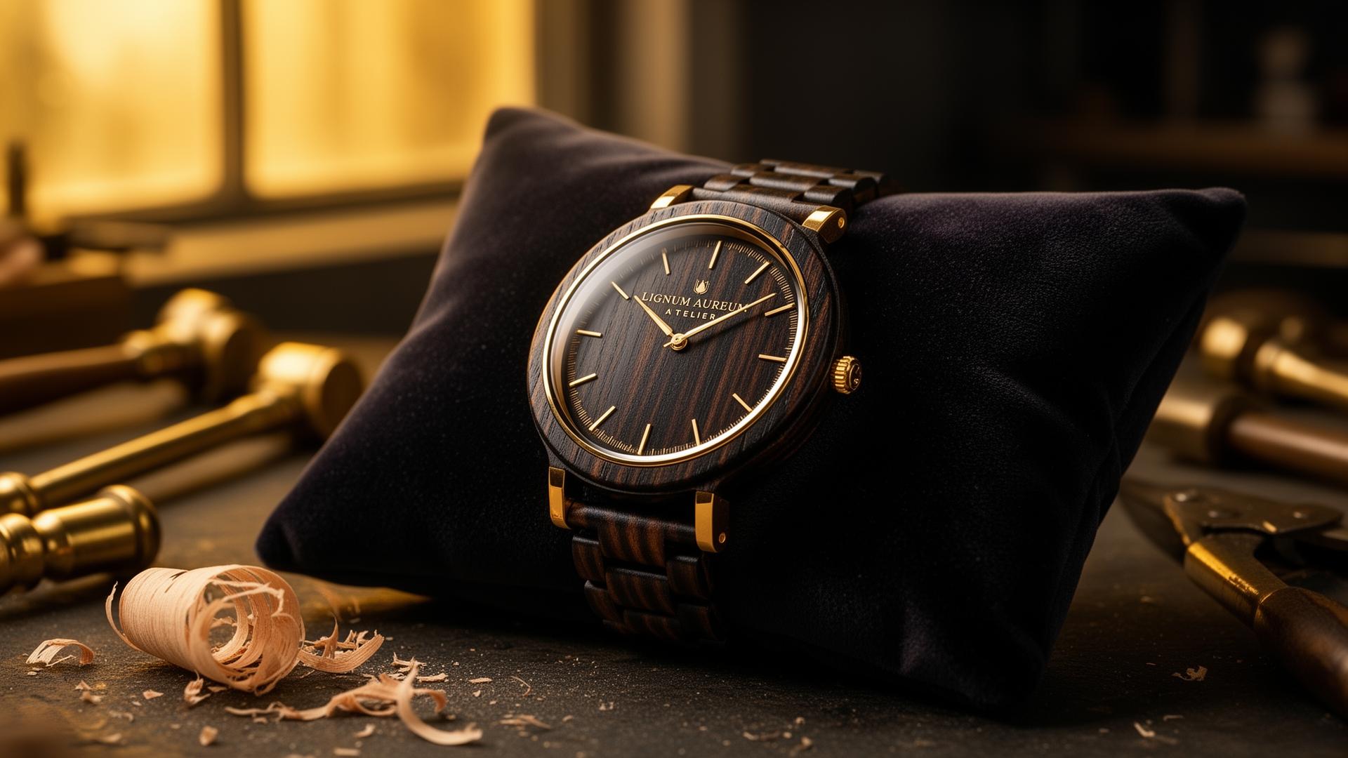 Atelier Lignum Aureum — timepiece in wood and gold